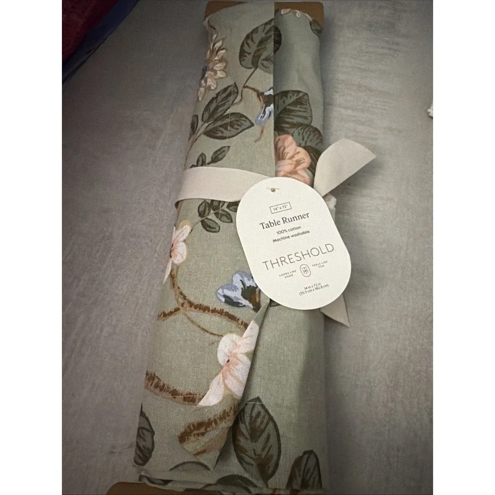 Threshold Table Runner 14×72 Green Floral Print